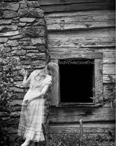 black and White, B&W, ghostly image, Tatum Cabin, Boone NC